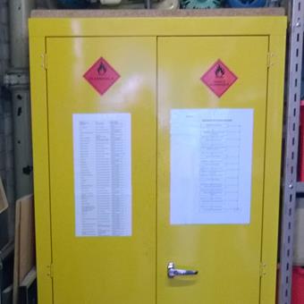 Yellow flammables cabinet