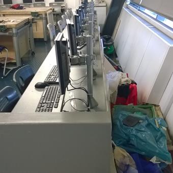 space behind computer benching