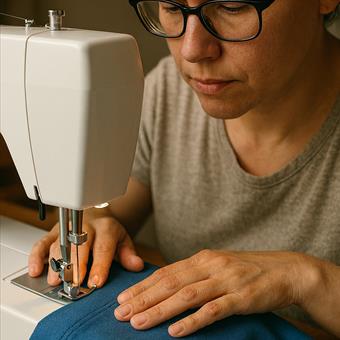someone using a sewing machine 01