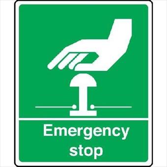 green emergency stop sign